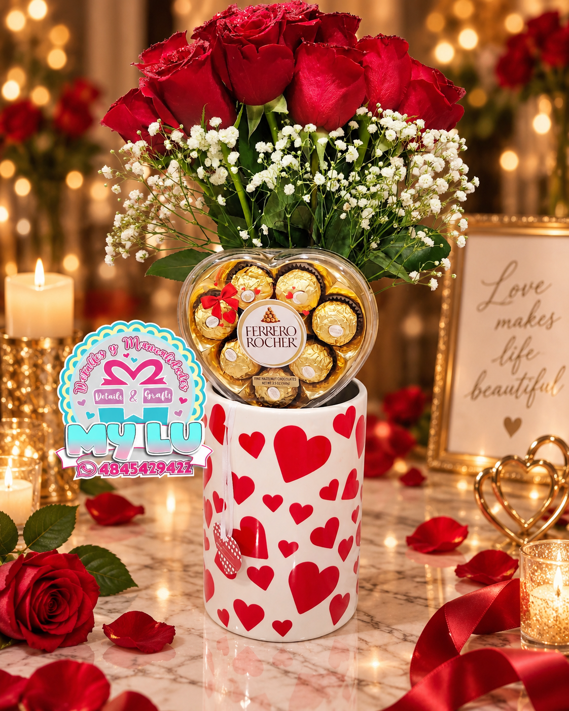 Rosas con fresas cubiertas de chocolate