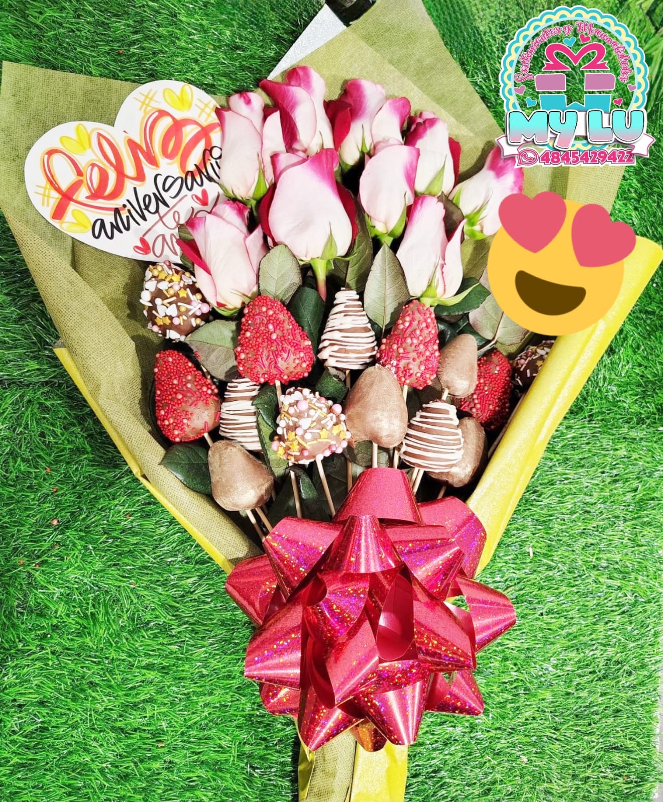 Roses with Chocolate Covered Strawberries
