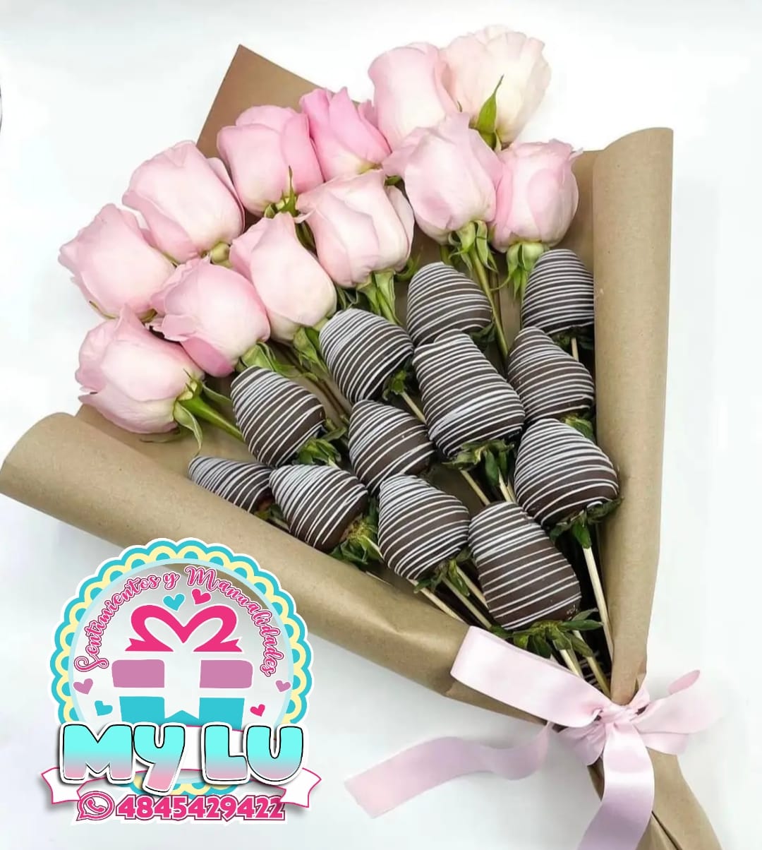 Roses with Chocolate Covered Strawberries